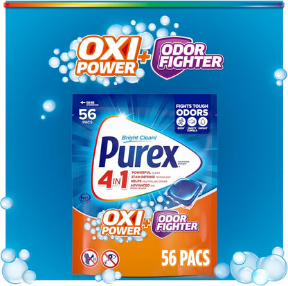 Purex Advanced Oxi + Odor Fighter Laundry Pacs for Bedding and Towels, Calming Fresh Morning Scent Detergent