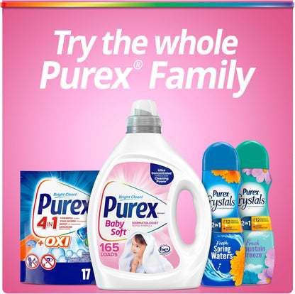 Purex Baby Soft Liquid Laundry Detergent – One Bottle for All Family Laundry, Simplifying the Nursery and Linen Closet, 165 Loads