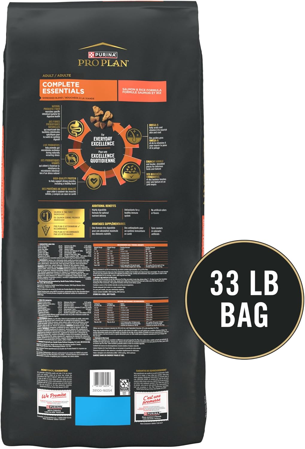 Purina Pro Plan Shredded Blend Salmon Dog Food for Digestive Wellness, 33 lb. Bag