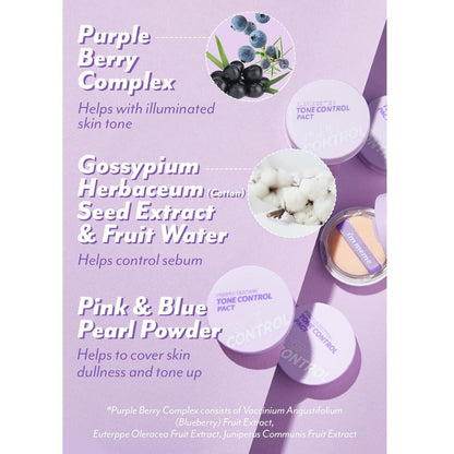 purple berry complex and cotton seed/fruit water for tone-up, brightening, and sebum control
