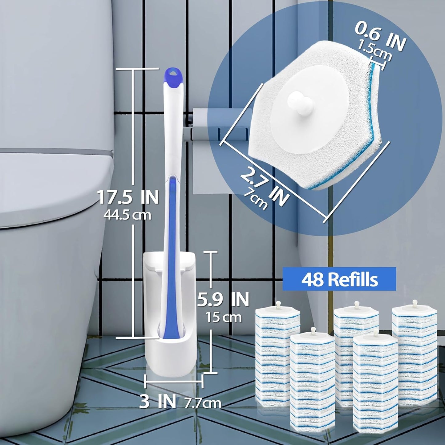 push-button handle that clamps the disposable head and releases it into the trash without finger contact