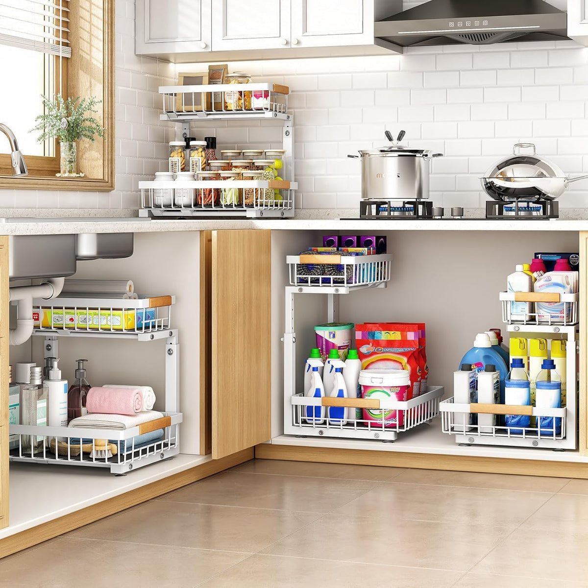 PXRACK Under Sink Sliding Drawer System for Quick Access to Cleaning Essentials