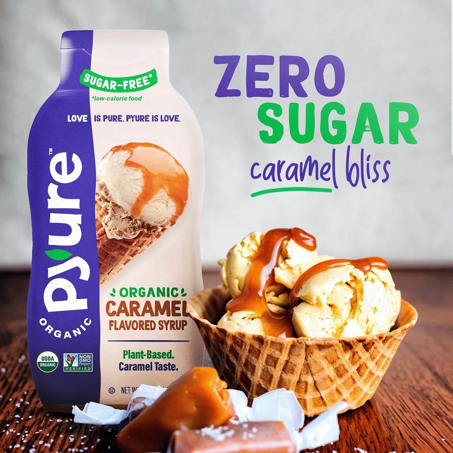 Pyure Organic Caramel Dessert Topping – Mindful Low-Carb Drizzle for Baked Apple Bowls and Bedtime Treats