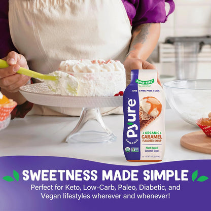 Pyure Organic Caramel Dessert Topping – Mindful Low-Carb Drizzle for Baked Apple Bowls and Bedtime Treats