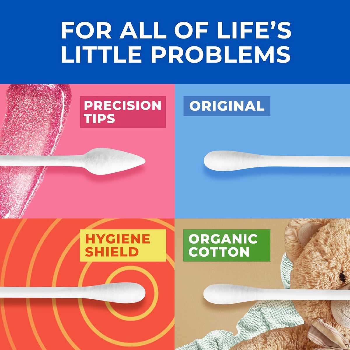 Q-tips Cotton Swabs Original 500 Count Gift Set for Her and Mom, Everyday Beauty Stocking Stuffer