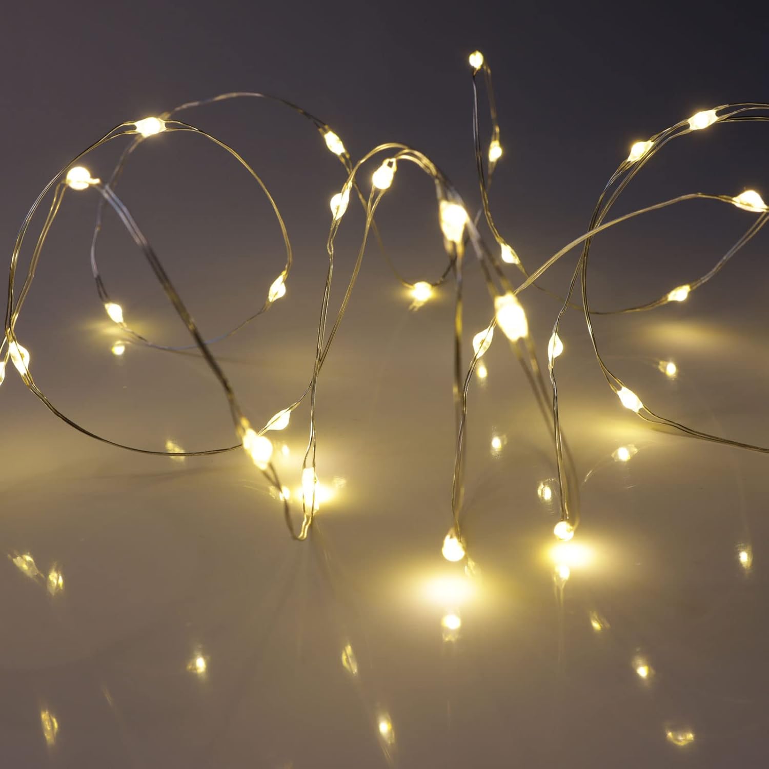 QBIS Battery Operated Fairy Lights Warm White – Flameless LED String Lights for Bedroom, Kids Room, and Pet-Friendly Homes