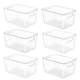 YIHONG Clear Storage Bins – Study Room Organizer for Notebooks and Supplies, Three-Size Stackable Set