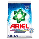 Ariel Original Scent Powder Detergent for Active Kids and Large Families, 2X Cleaning Power 5.8 kg