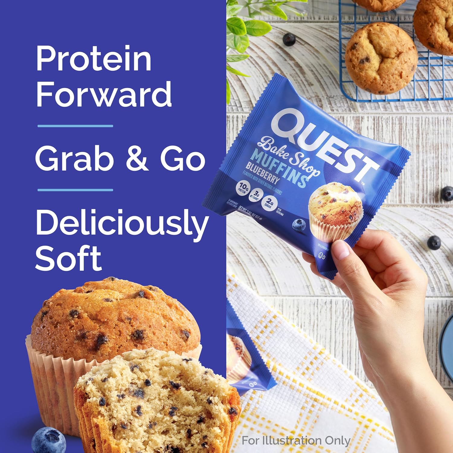 Quest Bake Shop Blueberry Muffins – Mindful Snack for Post-Workout Recovery and Self-Care Rituals, 4 Count