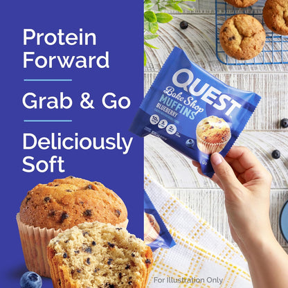 Quest Bake Shop Blueberry Muffins – Mindful Snack for Post-Workout Recovery and Self-Care Rituals, 4 Count