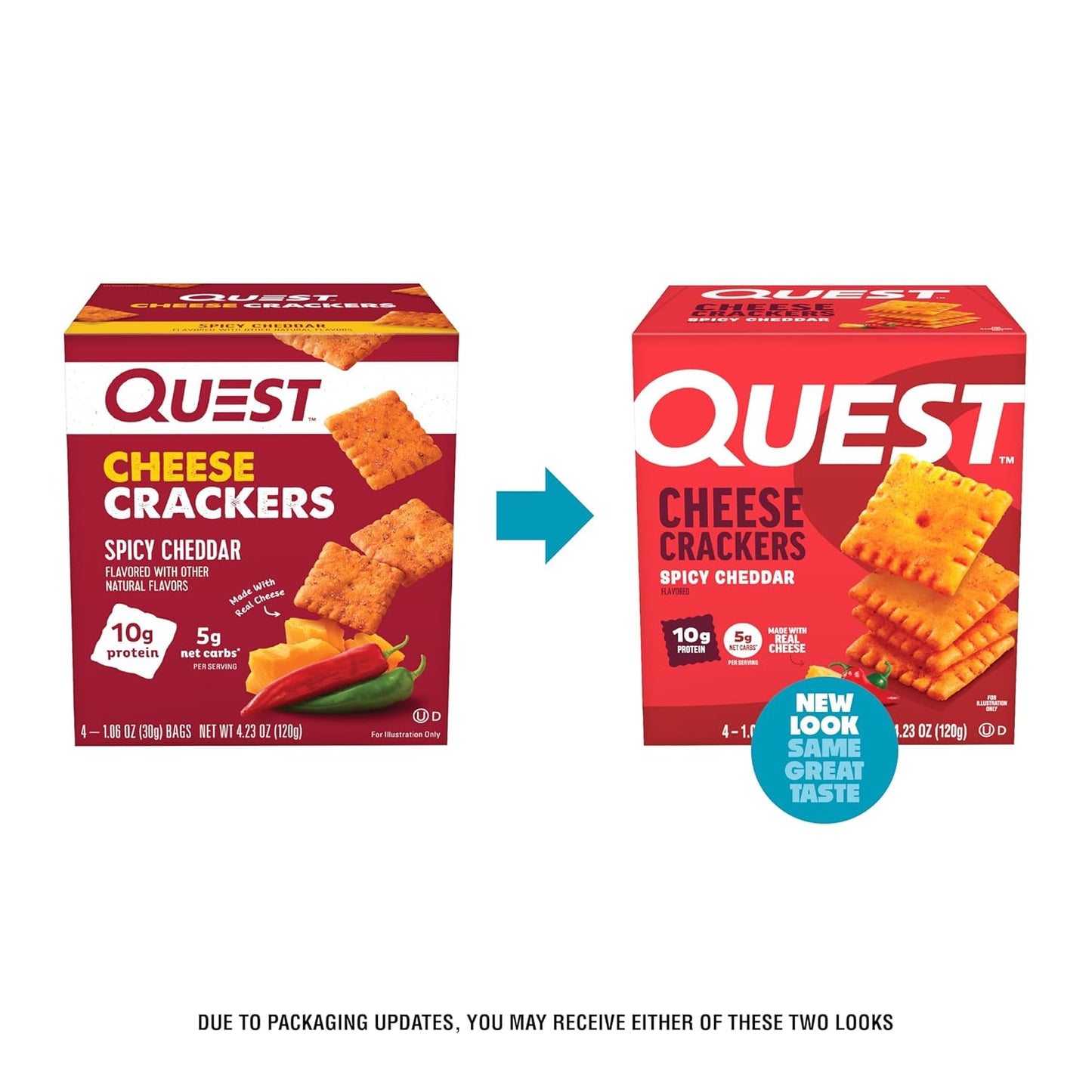 Quest Nutrition Cheese Crackers – Protein-Packed Lunchbox Snack for School Days, Spicy Cheddar 4-Count