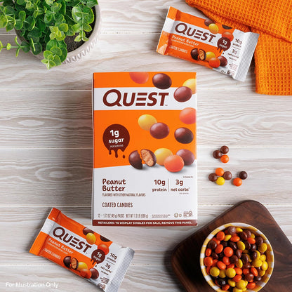 Quest Nutrition Coated Candies Peanut Butter – Housewarming and Valentine's Day Treat for Health-Conscious Hosts, 1g Sugar