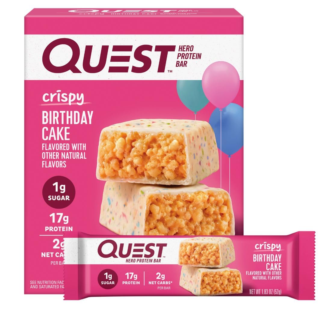 Quest Nutrition Crispy Cookies & Cream Hero Protein Bar – Travel-Ready Keto Snack for Road Trips and Flights, 18g Protein