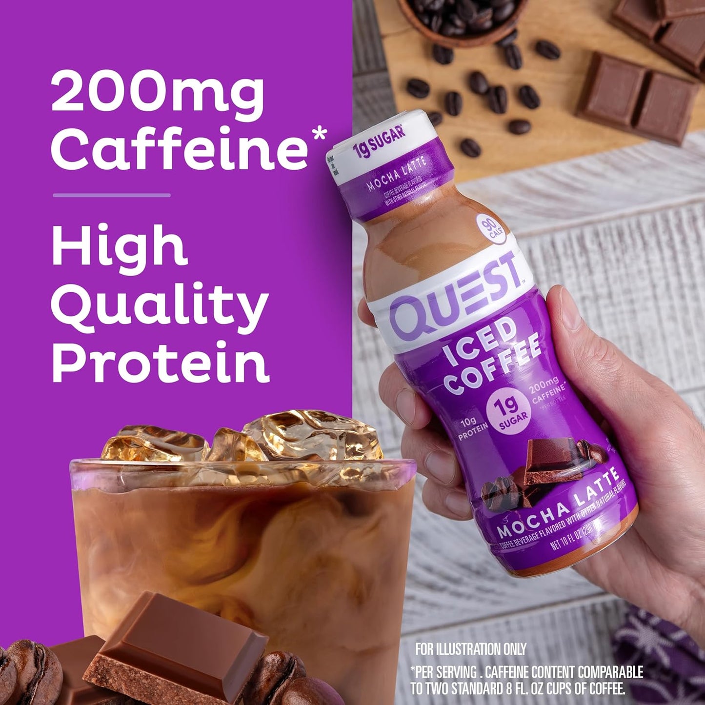 Quest Nutrition Iced Coffee Ready-to-Drink Protein Shake for Office Desk, 200mg Caffeine for Mid-Afternoon Focus Between Meetings