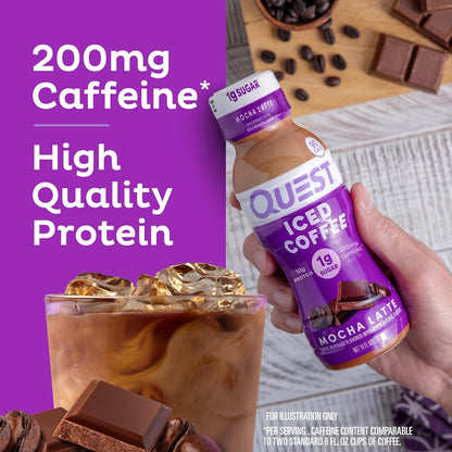 Quest Nutrition Iced Coffee Ready-to-Drink Protein Shake for Office Desk, 200mg Caffeine for Mid-Afternoon Focus Between Meetings