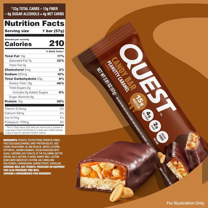 Quest Nutrition Protein Bar Peanutty Caramel – Post-Workout Recovery Snack for Wellness Routines, 15g Protein