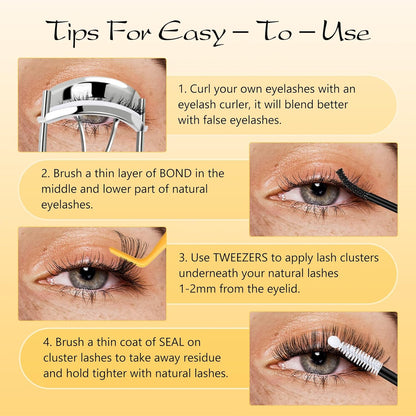 QUEWEL Lash Clusters Kit — Stunning Birthday Gift for Her, Complete DIY Lash Extension Set