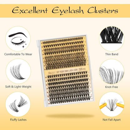 QUEWEL Lash Clusters Kit — Stunning Birthday Gift for Her, Complete DIY Lash Extension Set