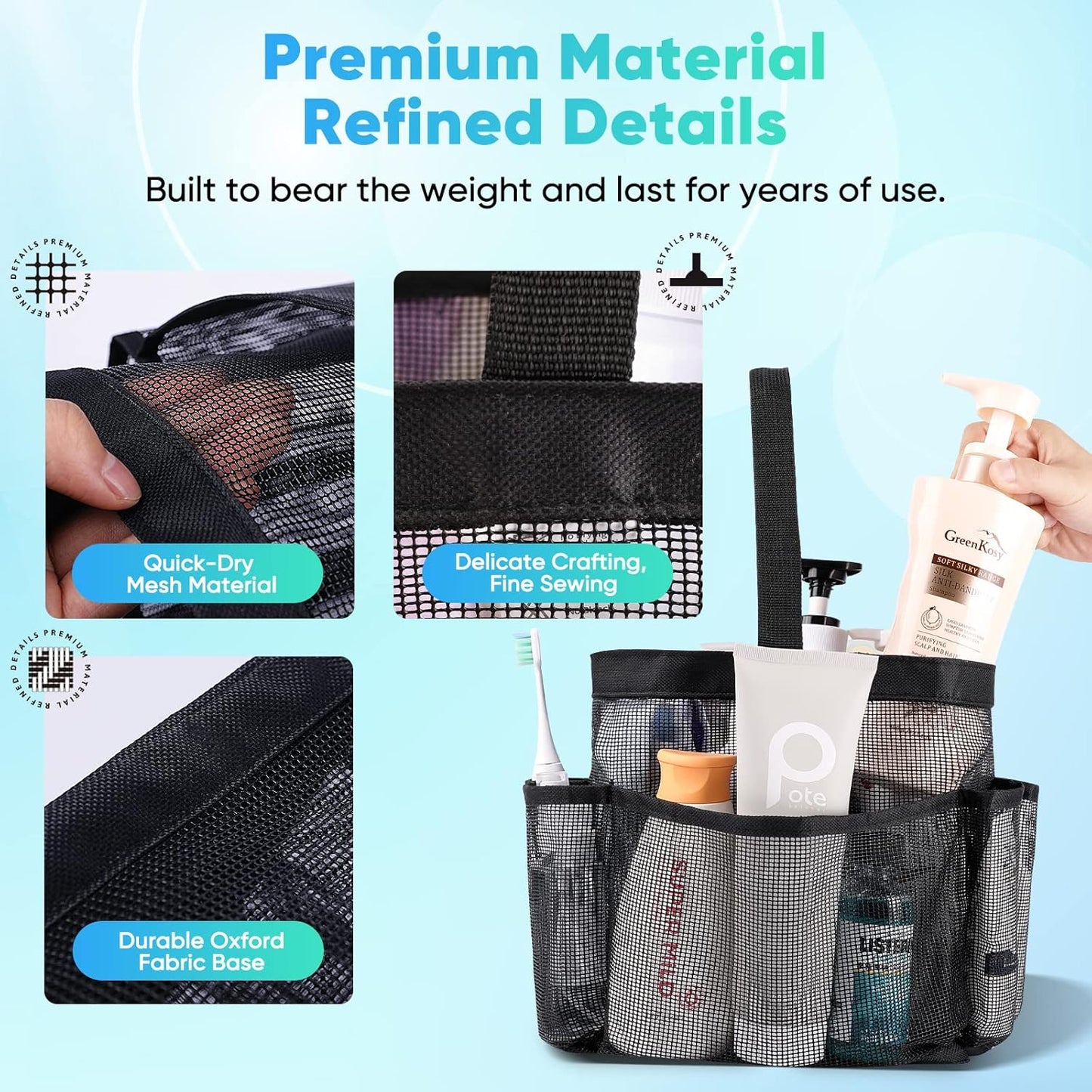 quick-dry breathable mesh that drains water easily