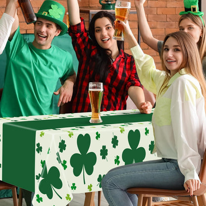 QZYL St. Patrick's Day Tablecloth – Waterproof Disposable Cover for Patio and Picnic Table Setup, 54 x 108 Inch