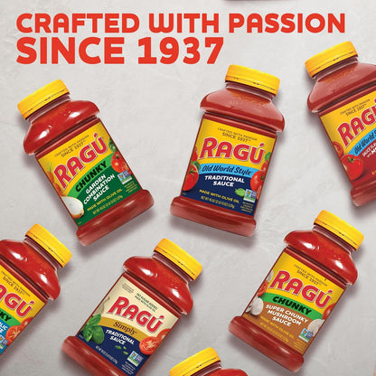 Ragu Old World Style Meat Sauce – Family-Size 45 oz Jar for Hearty Italian Dinners at Home