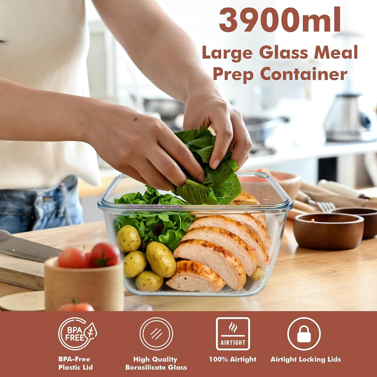 Razab 132oz Multi-Function Glass Container – Effortless Design for Restraint-Focused Kitchens