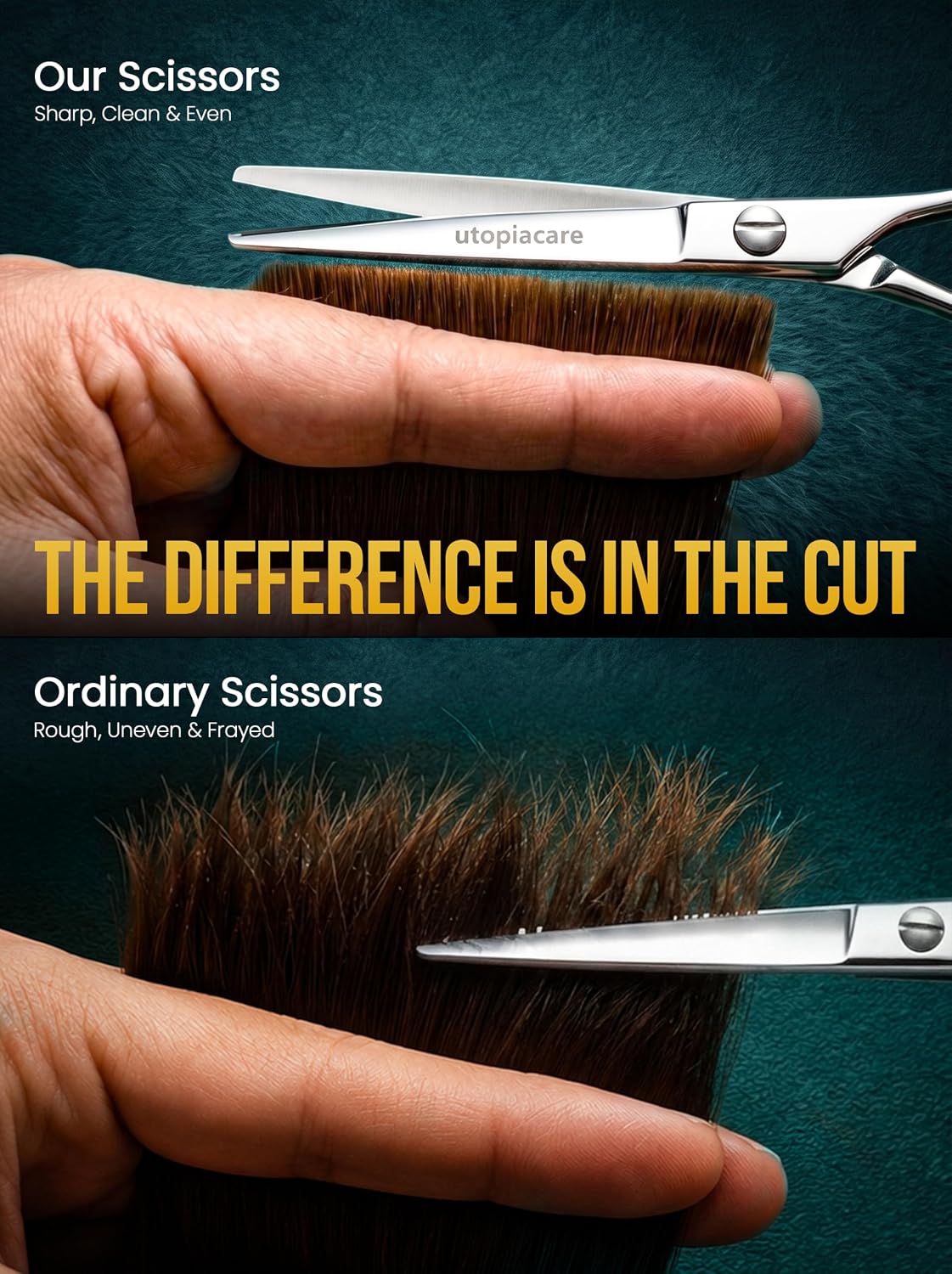 razor-edged straight blades that cut all hair types including curly, coily, and fizzy