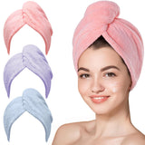 Hicober Microfiber Hair Towel Wrap – Post-Shower Self-Care Ritual for Curly and Long Hair, 3-Pack