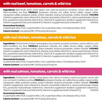 real beef, chicken, or salmon as the primary named protein source