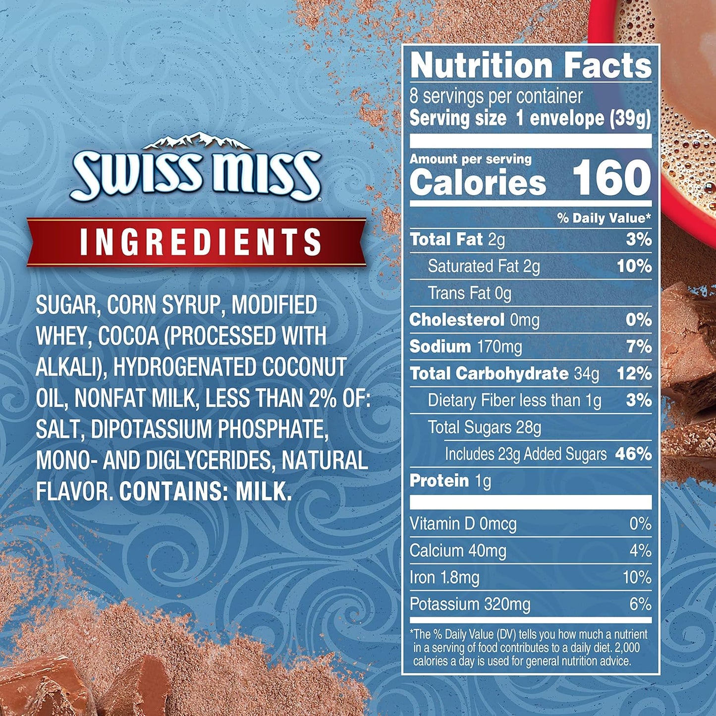 real cocoa processed with alkali blended with nonfat milk for a creamy milk chocolate base