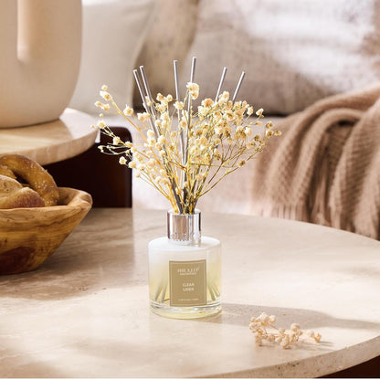 real flower decorative topper option on most variants for elevated shelf styling