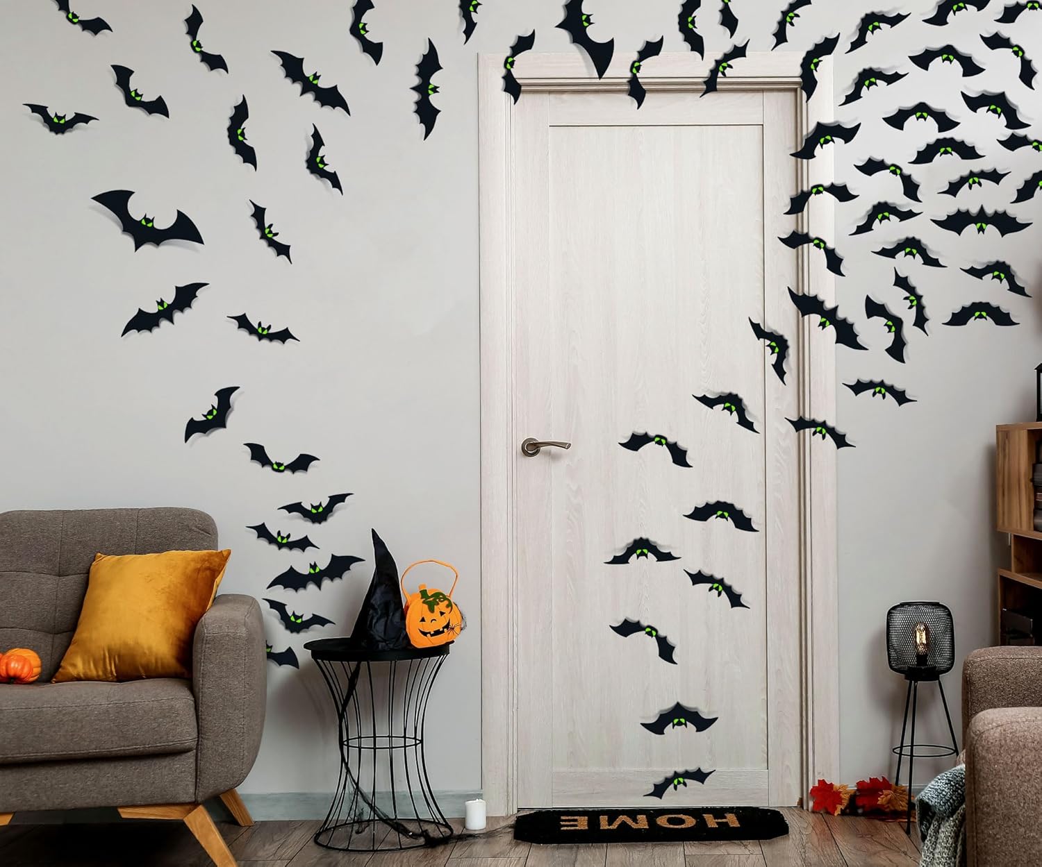 realistic 3d bat silhouette measuring 8.5"l x 2.6"w each