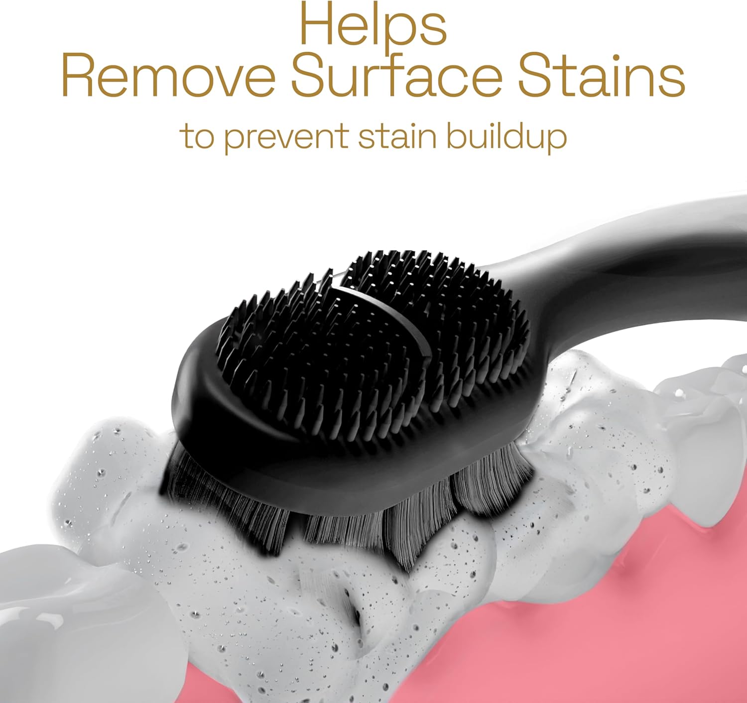 rectangle-shaped head for broader surface contact per brushing stroke