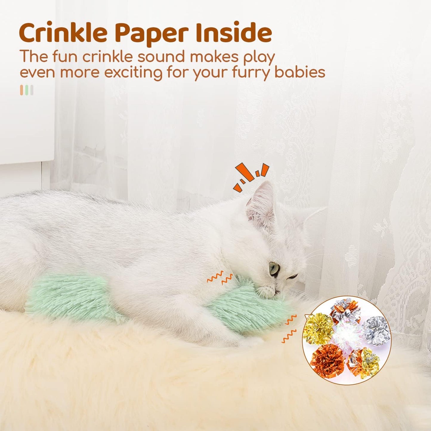rectangular kicker shape (8"l x 2.1"w) sized for cats to hold, bite, and bunny-kick