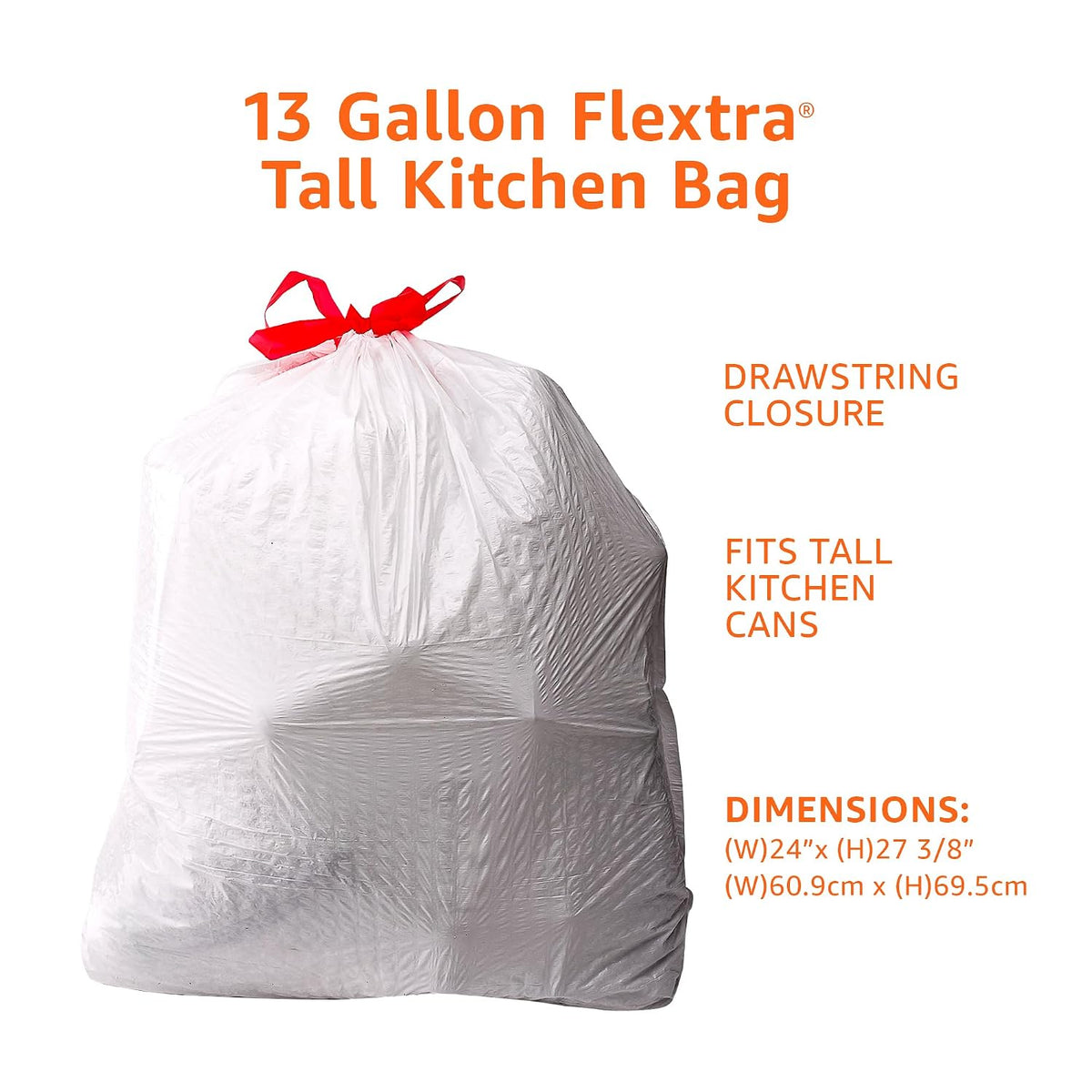 red drawstring closure for quick tying and closed-bag carrying