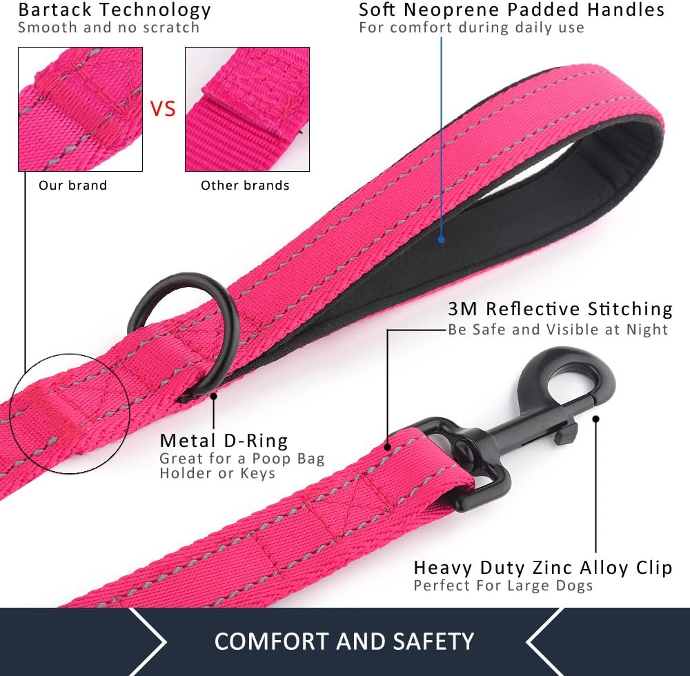 reflective thread stitched along both sides of the leash