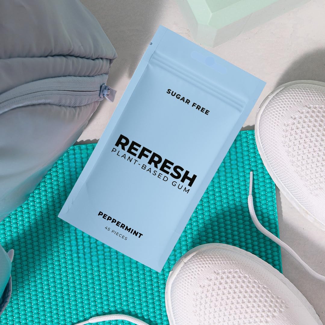Refresh Gum Peppermint – Hiking Trail Chew for Active Days, Resealable Xylitol Pouch