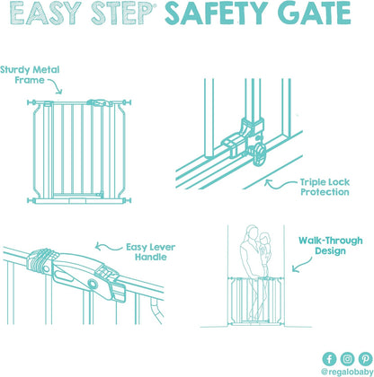 Regalo Baby Gate with Door – Pressure Mounted Stair Barrier for Babies, Toddlers and Small Dogs, Tool-Free Doorway Safety Gate