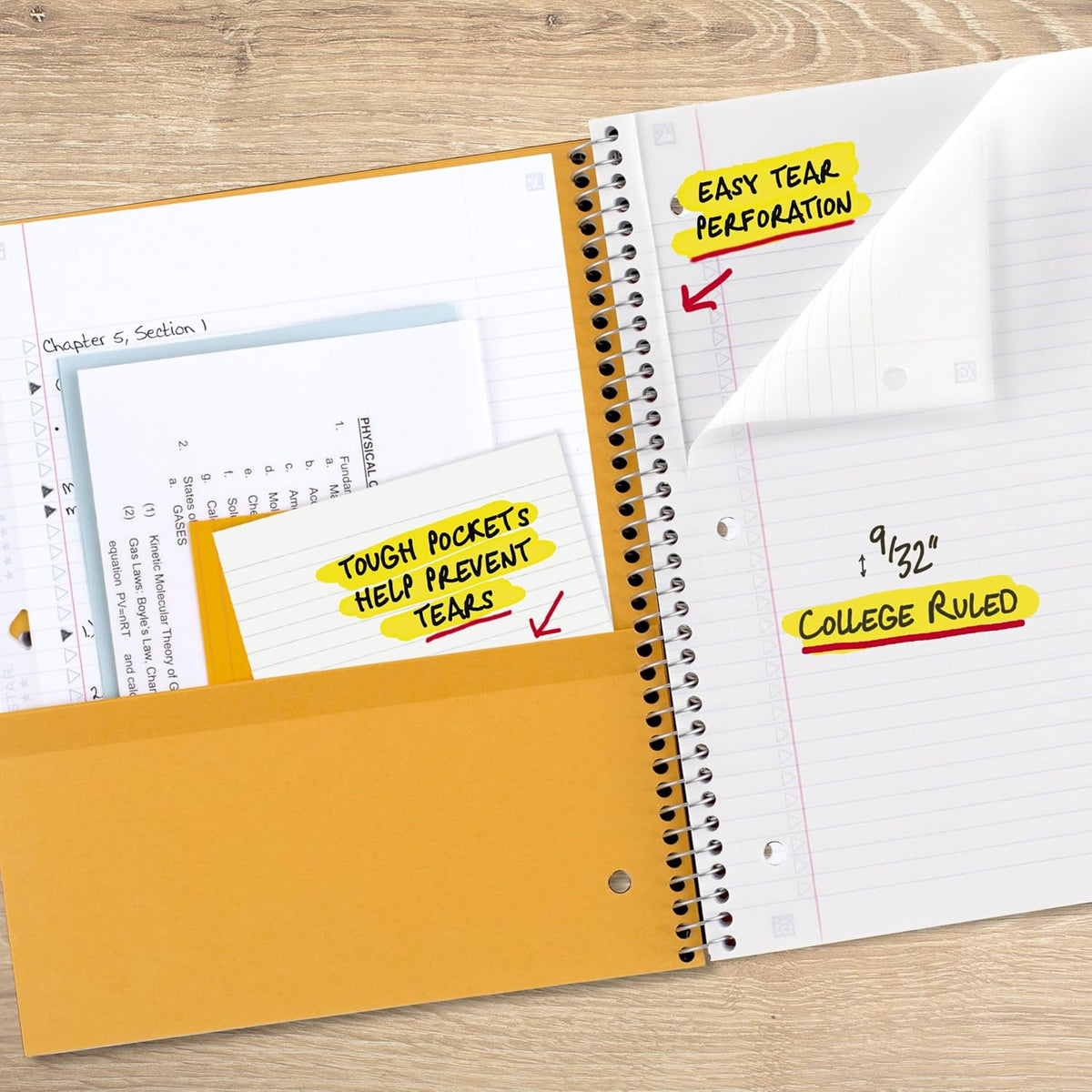 reinforced 2-pocket storage page to hold loose 8.5" x 11" sheets without tearing