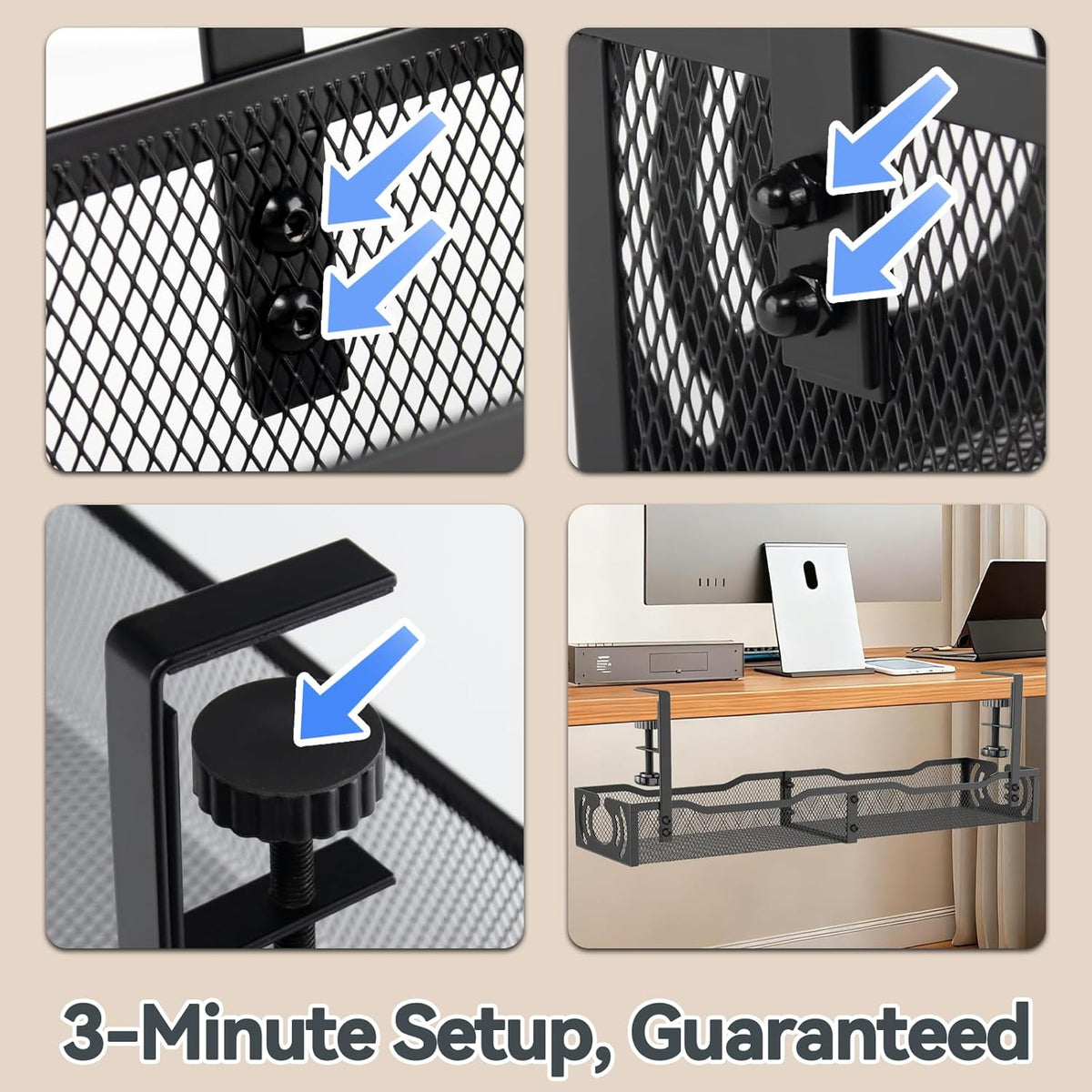 reinforced clamp structure that stays secure even when the tray is loaded