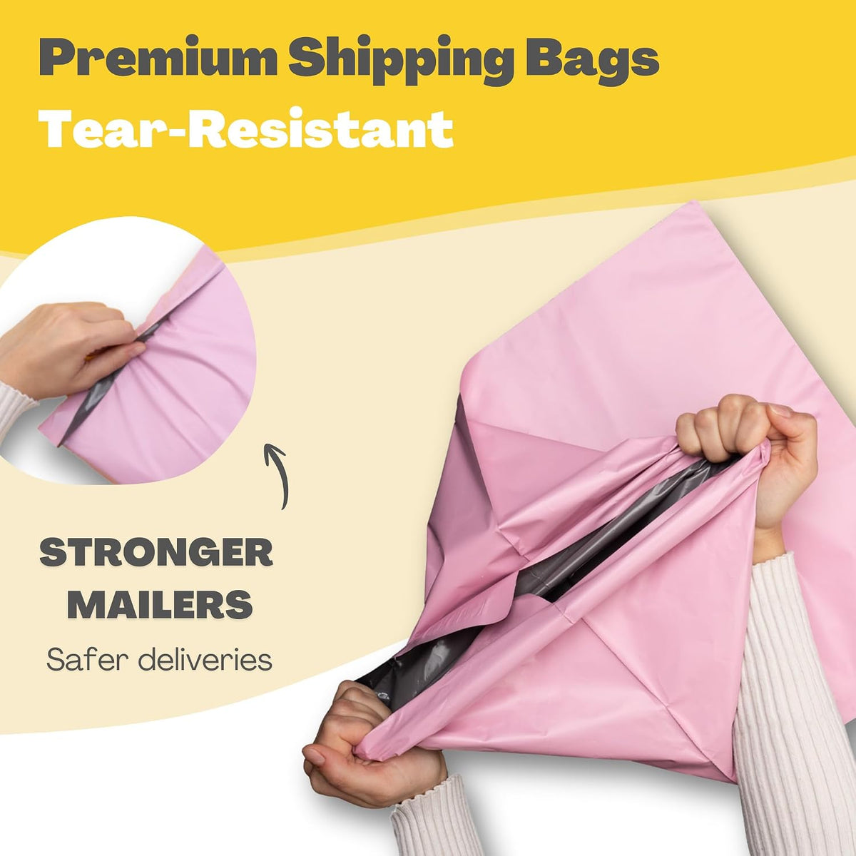 reinforced seams and stretch-resistant sides for conveyor handling
