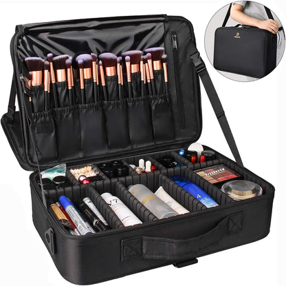 Relavel Makeup Artist Case – Durable On-Location Gig Carrier, 3-Layer Waterproof Train Case for Outdoor Weddings