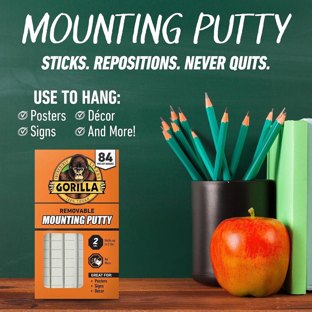 removable adhesive holding capacity up to 2 lbs per application without wall damage