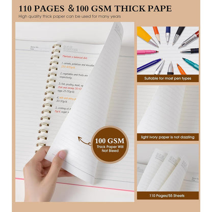 removable ruler, back-cover expandable pocket, and included multicolor index tab stickers