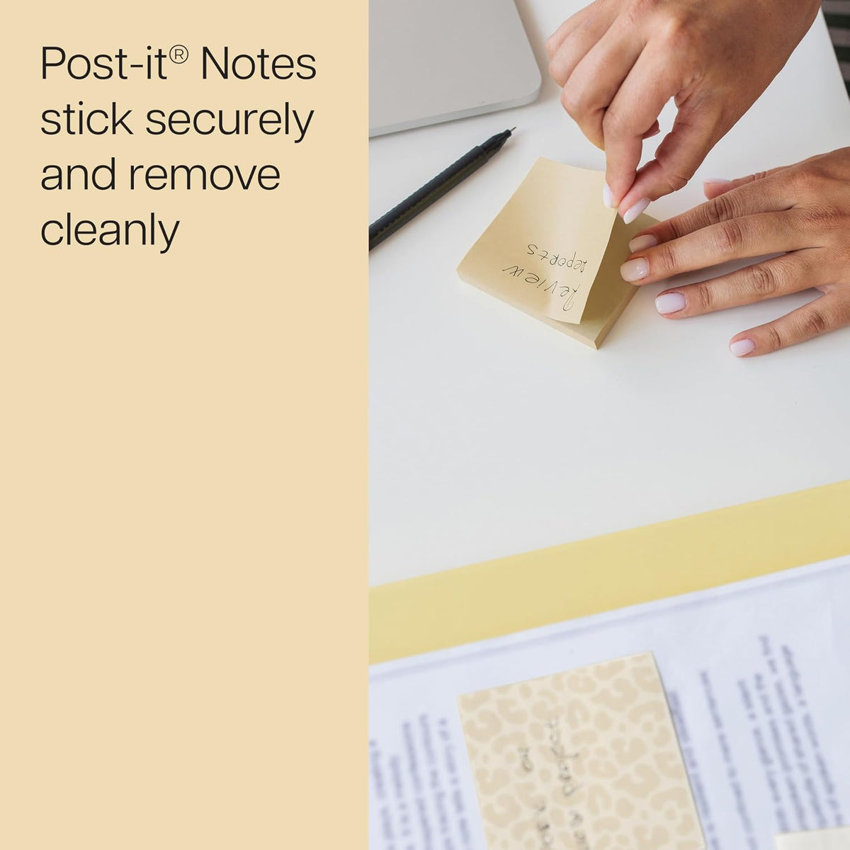 repositionable adhesive that sticks securely and removes without residue