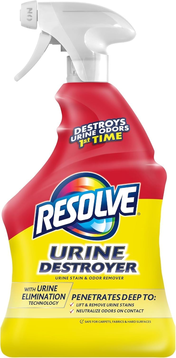 Resolve Urine Destroyer Spray – Lemon-Scent Pet Stain Remover for Cozy Carpets and Statement Rugs, 32 Fl Oz