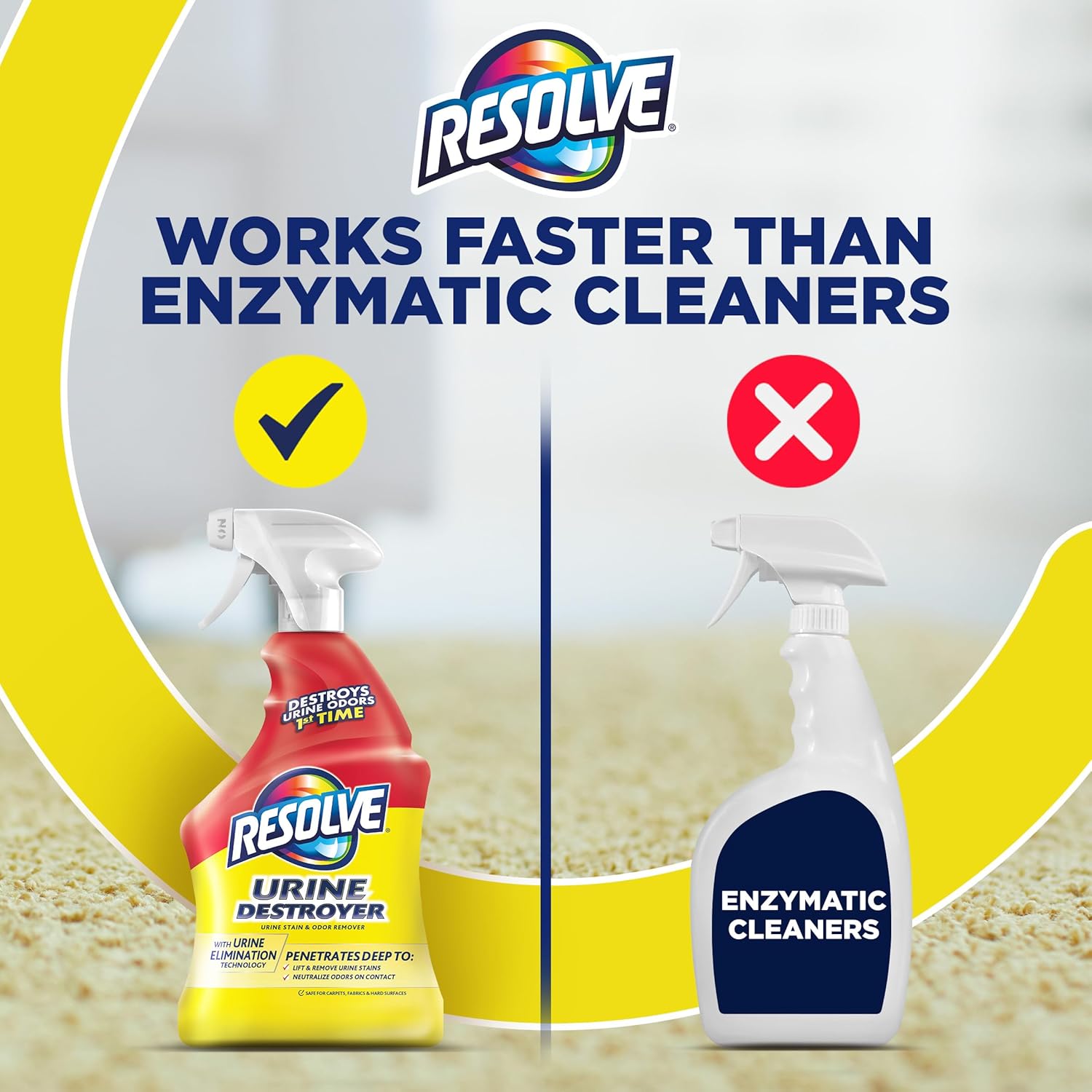 Resolve Urine Destroyer Spray – Lemon-Scent Pet Stain Remover for Cozy Carpets and Statement Rugs, 32 Fl Oz