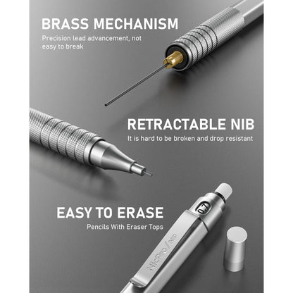 retractable refillable mechanism with included 4b-soft erasers and 9 mini cap eraser refills