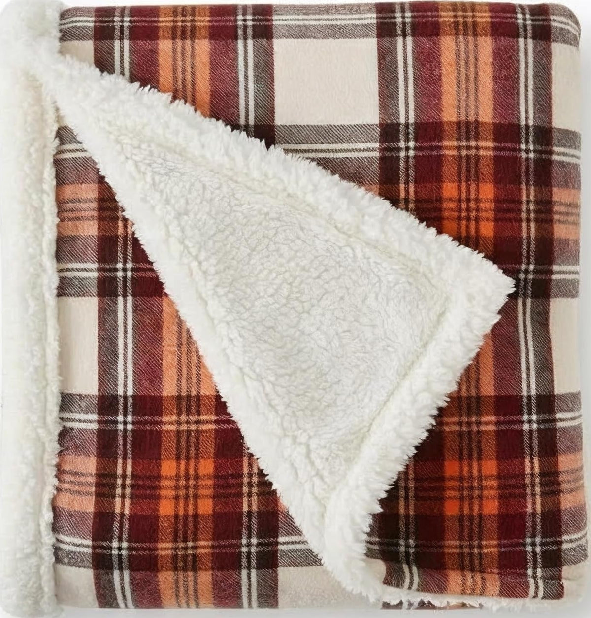 reversible two-sided construction: brushed fleece face and plush sherpa reverse
