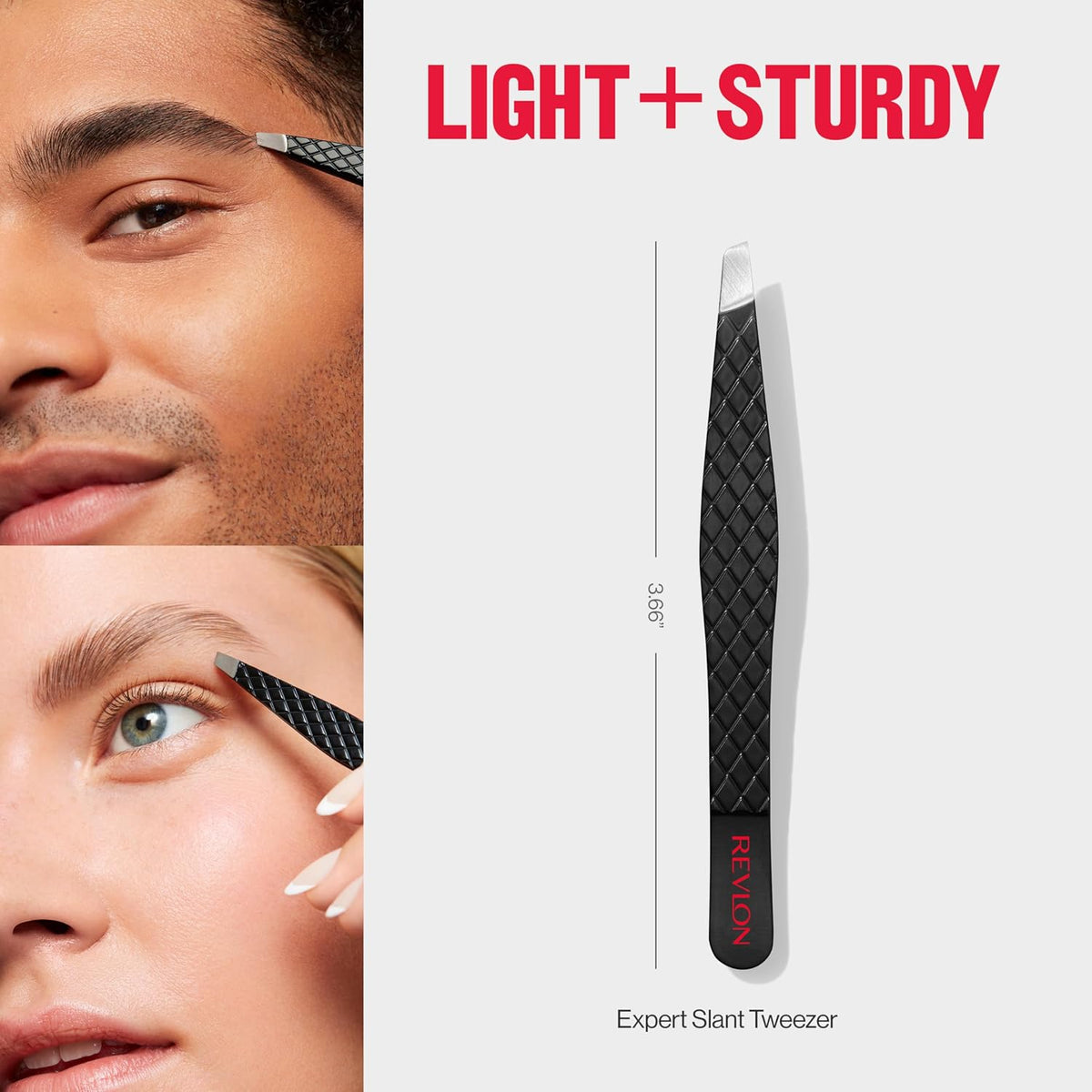Revlon Expert Slant Tip Tweezer – Mindful Nightly Grooming Companion, Slant Tip Precision Plucker